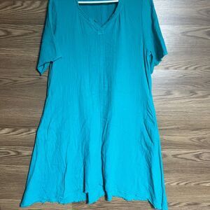 Soft Surroundings Women's 100% Cotton Pullover Short Sleeve Tunic Size L